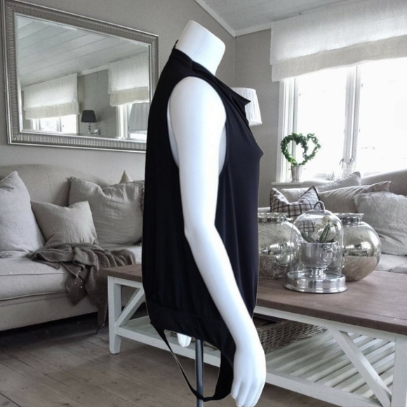 EXPRESS Black Cowl Neck Sleeveless Bodysuit L One Piece Shell Drape Neck Thong - Picture 5 of 16